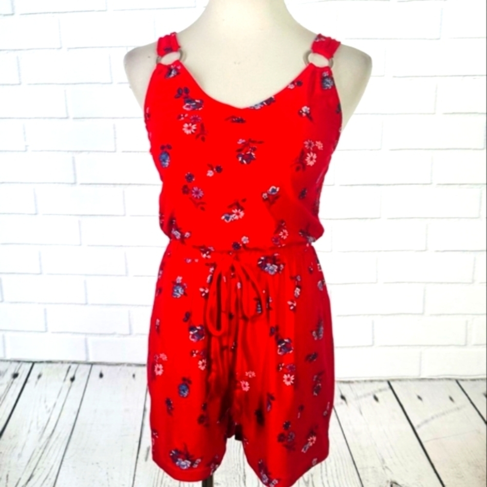 No Boundaries Red Floral Romper
